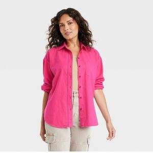 Universal Thread Women's Long Sleeve Flannel Button-Down
Shirt - Pink XS